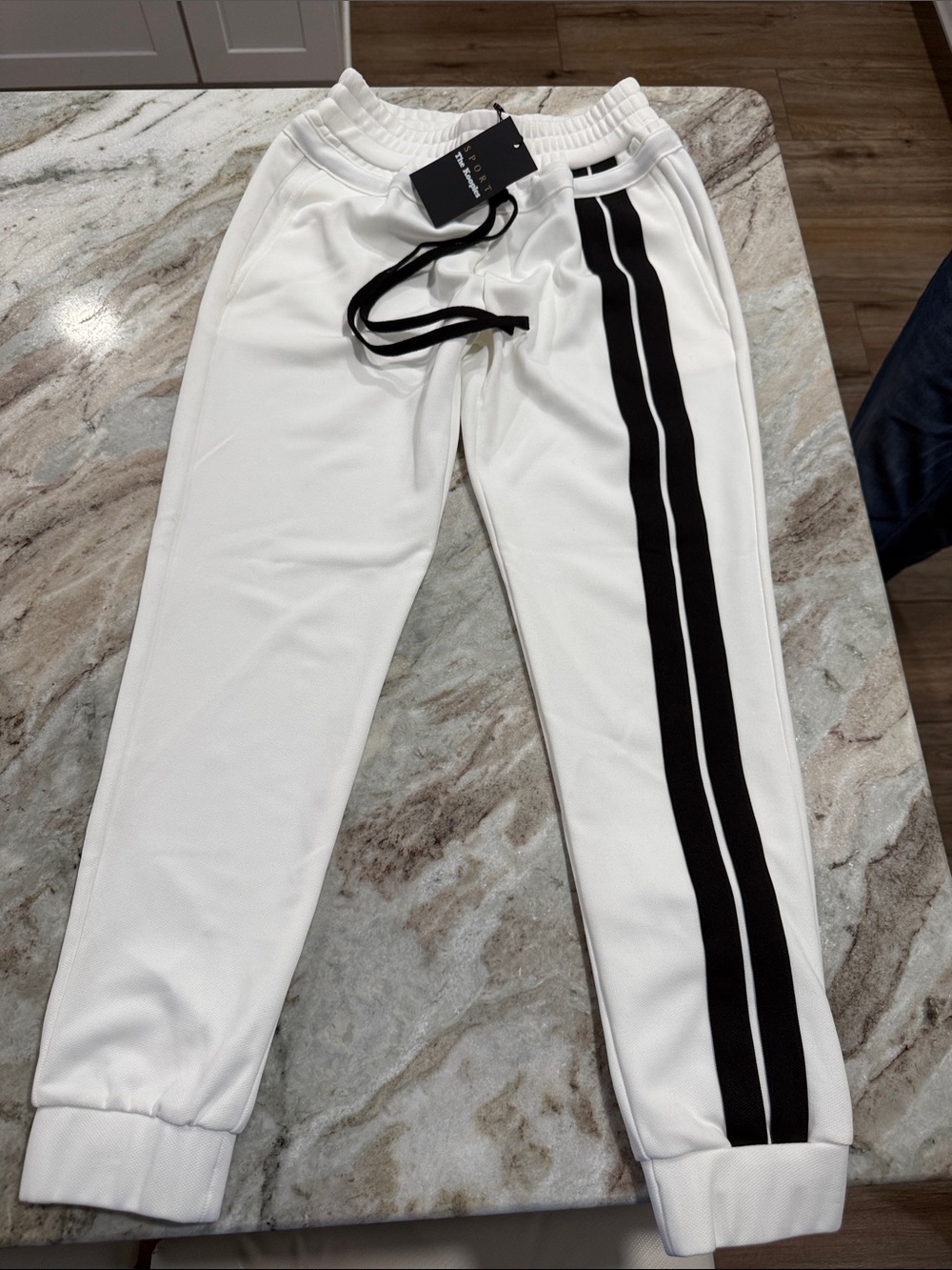 NWT Womens The kooples White Track Pants with Black Side Stripe